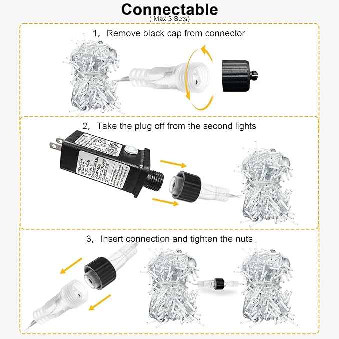 Colored Christmas Lights Outdoor, 33ft 400 LED Icicle Lights for Outside House with Connectable Clear Wire 8 Modes Timer, Plug in Waterproof for Home Holiday Eaves Yard Party Room Indoor Decoration