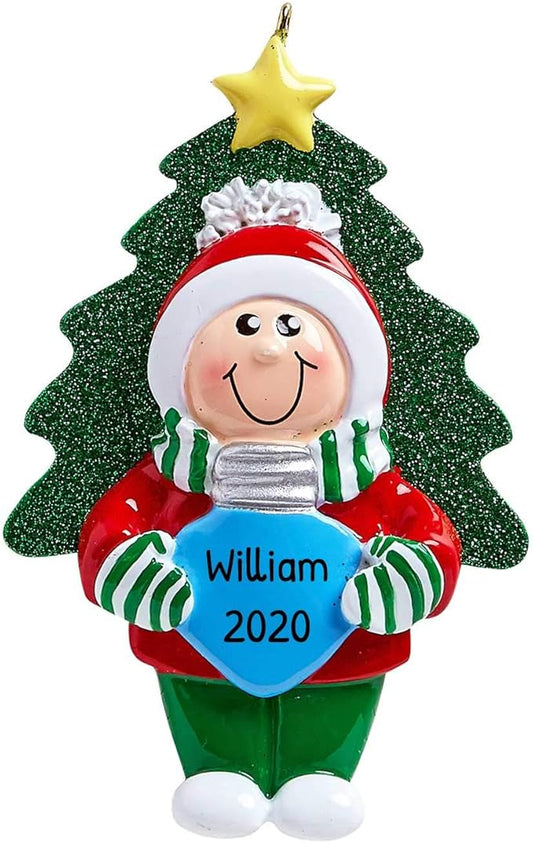 3D Toddler Ornaments for Christmas Tree 2025 - Blue Bulb Tree Hat Ornament for Kids Cozy Pajama Ornament for Girl Personalized Christmas Ornaments for Kids G ifts for Girls Toddler Girl Decorations