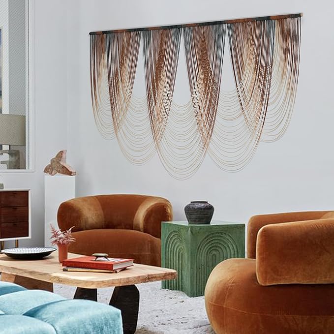 IOWER Macrame Wall Hanging Brown Dip-Dyed Large Macrame Wall Decor For Living Room Boho Fiber Art for Office Decoration 57" W x 41" L