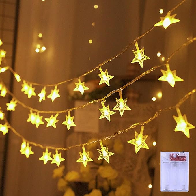 Star Lights with Battery Operated - LED Fairy String Lights for Indoor Outdoor, Waterproof Star Twinkle Lights for Bedroom Tent Loft Bed Patio Party Wedding Holiday Camping Decor