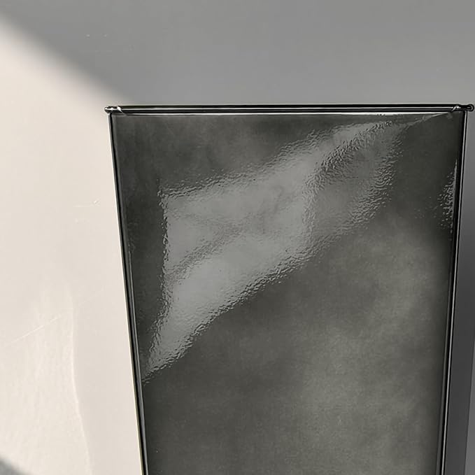 KOL 25''H. Bright Glazed Planter with Drainage Hole, Set of 2, Tall Galvanized Steel Planter Pots with Saucer for Indoor & Outdoor Use, Decorative Flower Plant Pots for Porch, Patio, Deck - Black