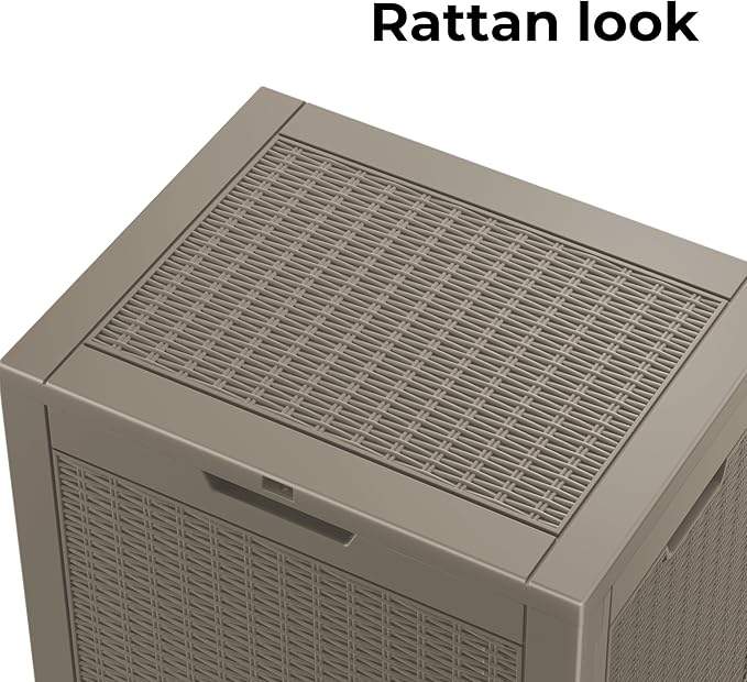 Vixzen 31 Gallon Resin Deck Box - Lockable Outdoor Storage for Patio Cushions, Garden Tools, Pool Supplies，Grey