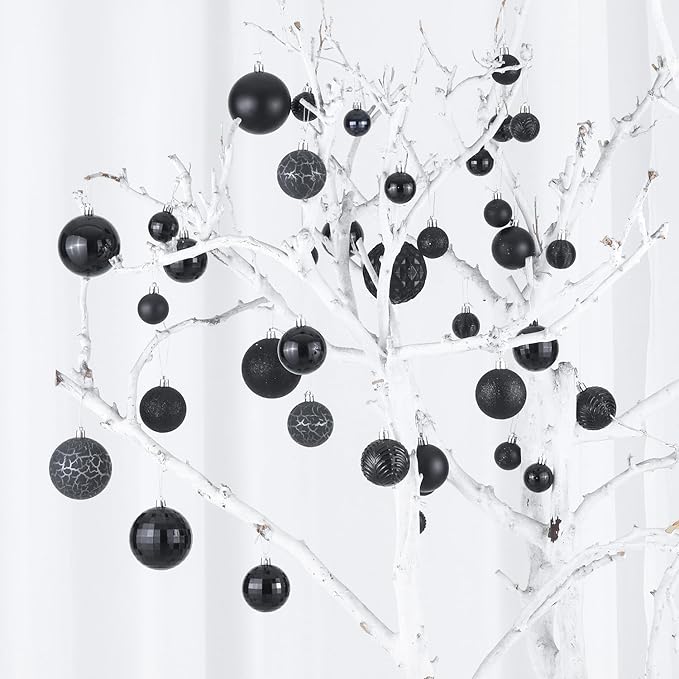 LANGXUN 36pcs Black Christmas Tree Decorations Balls, Bolas De Navidad, 2025 Christmas Decor, Indoor Outdoor Shatterproof Christmas Ornaments, Xmars Party Wedding Suppiles