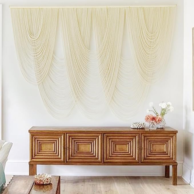 Macrame Wall Hanging Large Macrame Wall Decor Yarn Art 57" W x 41" L For Headboard Bedroom Living Room Craftsmanship Fiber Home Art