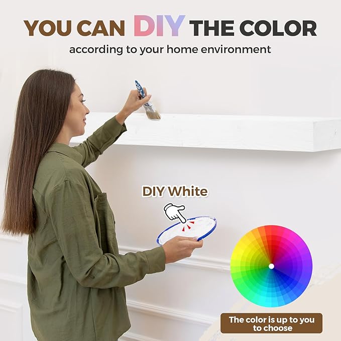 72x7x3 Fireplace Mantel - Solid Rustic Wood Wall Mounted Floating Shelf - DIY Color - with Invisible Heavy Duty Steel Bracket