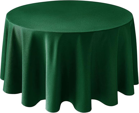 Biscaynebay Textured Fabric Round Christmas Table Cloths 108", Hunter Green Water Resistant Folding Table Covers for Dining, Kitchen, Wedding, Parties etc. Machine Washable