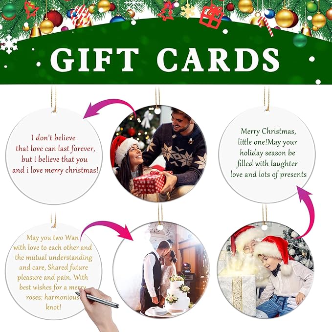 30 Pcs Sublimation Ceramic Ornaments Blank Double-Sided 3 inch Round Sublimation Ornament Blanks for Heat Press Printing Crafting DIY Personalized Christmas Home Decor