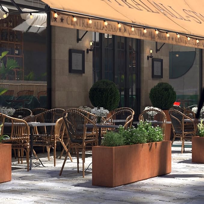 Corten Steel Corner Metal Planter Box Garden Steel Planter Pot for Patio Modern Farmhouse Rustic Design (L32 x W12 x D16, Rusted)