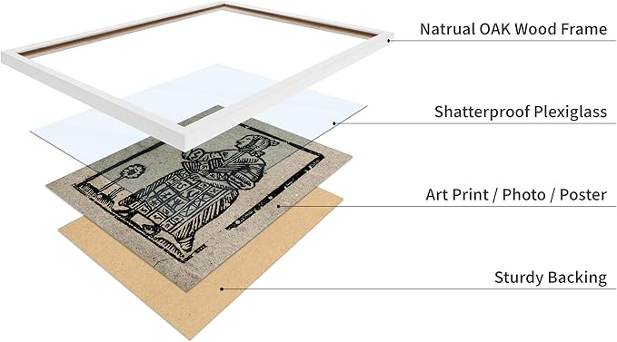 Poster Master Vintage Woodcut Poster - Retro Medieval Print - Gift for Gothic, Horror Fan - Witch Holding a Plant, Magic, Spell, Herbalist - Wall Decor for Bedroom, Dorm, 11x14 White Framed