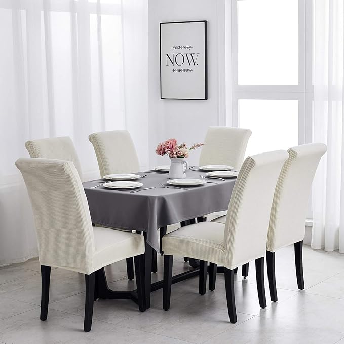 Joccun Chair Covers for Dining Room Set of 2, Dining Chair Slipcovers Stretch Dining Room Chair Covers Seat Protector,Washable Parsons Chair Cover for Home,Hotel,Banquet(Ivory,2 Pack)