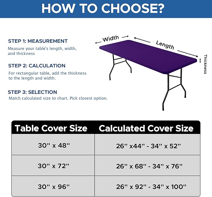 Fitted Tablecloth for 8 foot Rectangle Table-4 Pack Dark Purple Elastic Outdoor Picnic Table Cover-Spandex Stretch Folding Tablecloths 8ft for Camping Dining Room Patio Kitchen Banquet Party