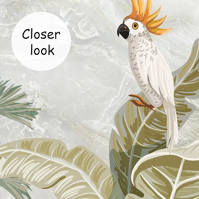 AFZEVEB-Green Forest Nursery Wallpaper Tropical Parrots Wall murals for Kids Room 136"x96" (Not Peel and Stick)