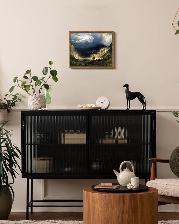 VIYYIEA Framed Canvas Wall Art Home Decor Landscape Wall Art for Living Room Vintage Natural Oil Painting Picture Beautiful Scenery Office Decor Bedroom Wall Decor -Rocky Mountain 9x11in