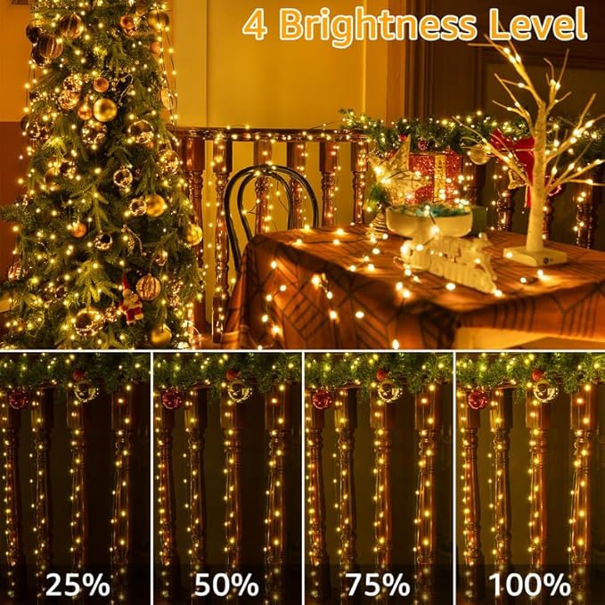 Ollny Christmas Lights Outdoor, 393FT 1200 LED IP67 Waterproof Christmas Tree Lights with 8 Modes Remote Timer, String Lights for House Yard Outside Indoor Xmas Decorations Warm White