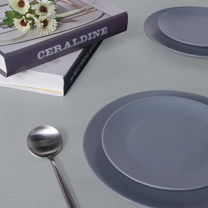 sancua Rectangle Tablecloth - 90 x 132 Inch - Stain and Wrinkle Resistant Washable Polyester Table Cloth, Decorative Fabric Table Cover for Dining Tables, Buffet Parties and Camping, Silver Grey