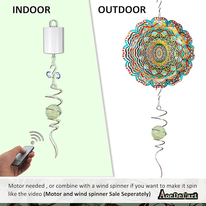 Glow in The Dark Wind Spinner Tail Gazing Ball Spiral Decorative Spiral Tail Wind Spinner Stabilizer Sun Catcher,Indoor Outdoor Hanging Art Garden Decoration Wind Sculpture Stabilizer-13in