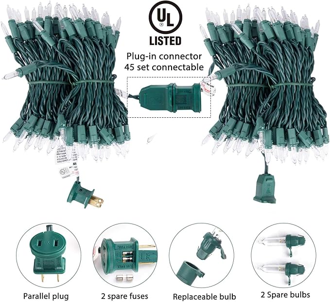 Christmas Led Mini String Lights, 67 Feet 200 LED Outdoor Mini Christmas Lights, Waterproof String Lights Plug in for Tree Wreath Garland Holiday Commercial Decorations, Warm White