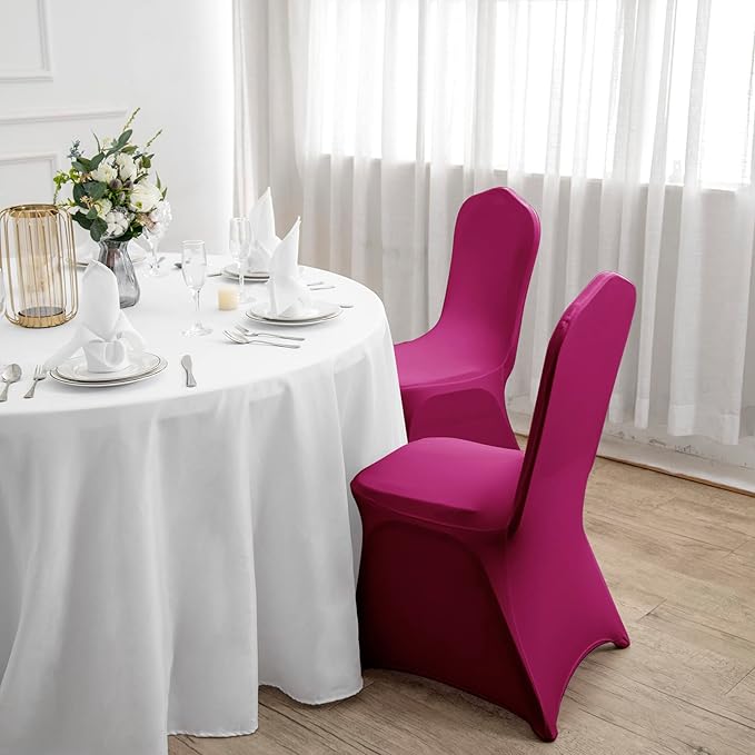 Chair Cover, 12PCS, Fuchsia, Spandex, Living Room, Removable, Protector, Stretch, Party, Banquet, Wedding Event, Hotel