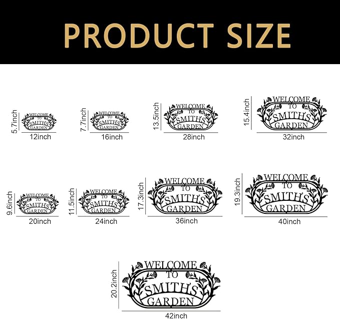 YTDESIGN Personalized Garden Sign, 42.0 x 12.0 inches, Stainless Steel, Decorative Outdoor Signage