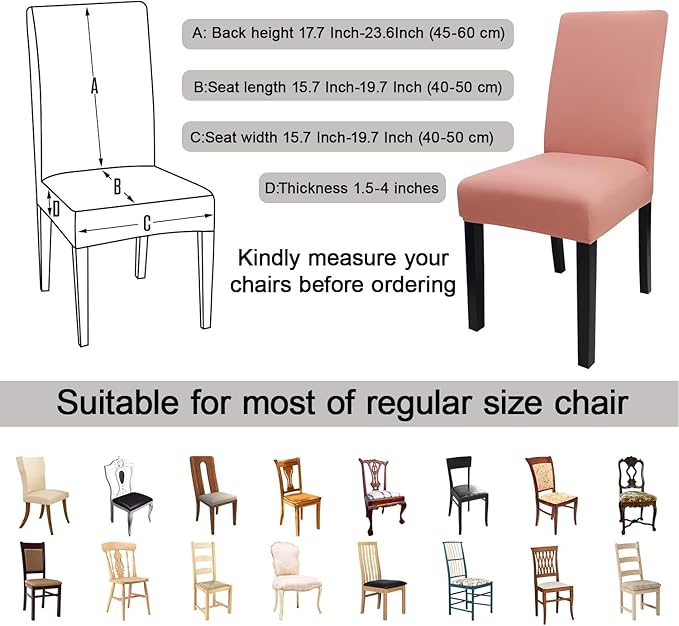 JQinHome Terra Cotta Chair Covers for Dining Room Set of 4, High Stretch Removable Washable Parsons Chair Slipcover for Home Party Hotel Wedding Ceremony (4PCS,Terra Cotta)