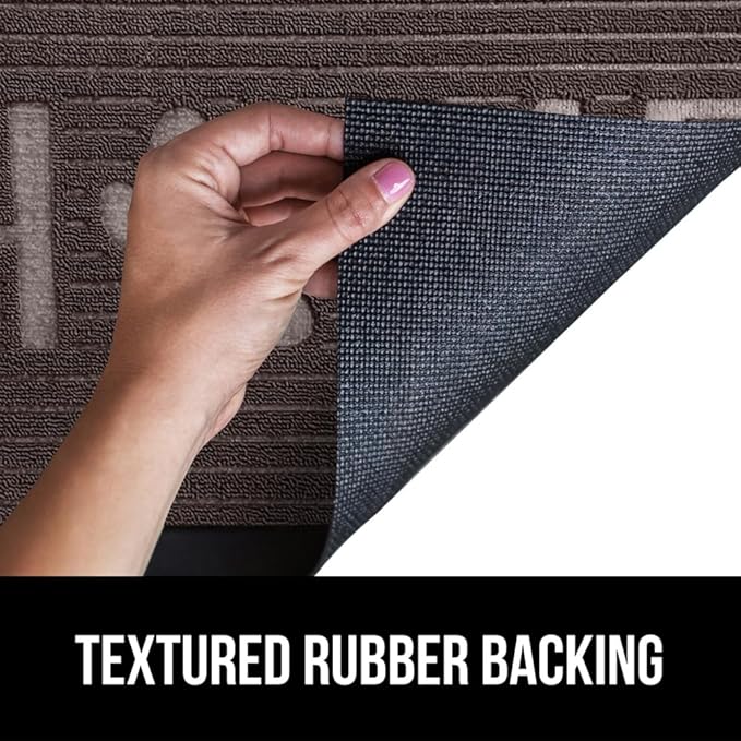 GORILLA GRIP 100% Waterproof All-Season WeatherMax Doormat, 47x35, US Designed Natural Rubber, Stain and Fade Resistant, Low Profile Indoor Outdoor Door Mats, Easy Clean Patio Mat, Espresso Home Paw