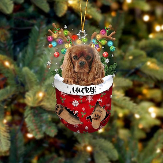 Cavalier King Charles Spaniel 4 Dog Christmas Ornament, Cavalier King Charles Spaniel 4 in Snow Pocket Christmas Tree Ornament, Dog Lovers Gift Idea Xmas Decor, Christmas Decorations for Tree