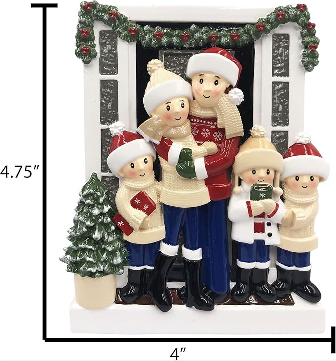 3D Welcoming Family of 5 Christmas Ornament 2025 Personalized Family Christmas Ornaments 2025 | Doorway Home Keepsake Personalized Tree Ornaments Customizable Gifts Winter Sweaters of Five Ornament