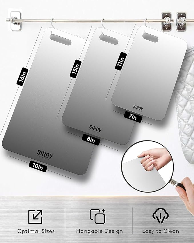 Titanium Cutting Board, 100% Pure Titanium Cutting Boards For Kitchen, Best Non Toxic titanium chopping board, Dishwasher safe, Hygiene and Durability for Meat, Fruit, and Vegetables (12.6L*8W)