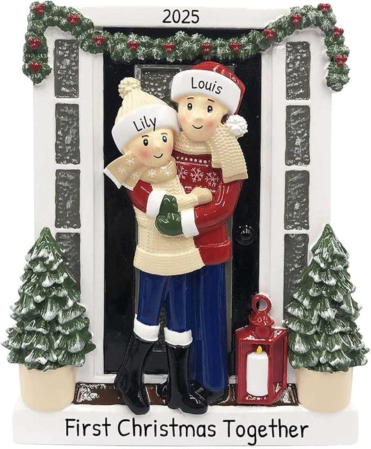 3D Personalized Our First Christmas Ornament 2025 Winter Sweater Couple Ornaments Front Door Couples Ornament 2025 Family of 2 Xmas Tree for a Couple Ornaments Couples Unique Gifts