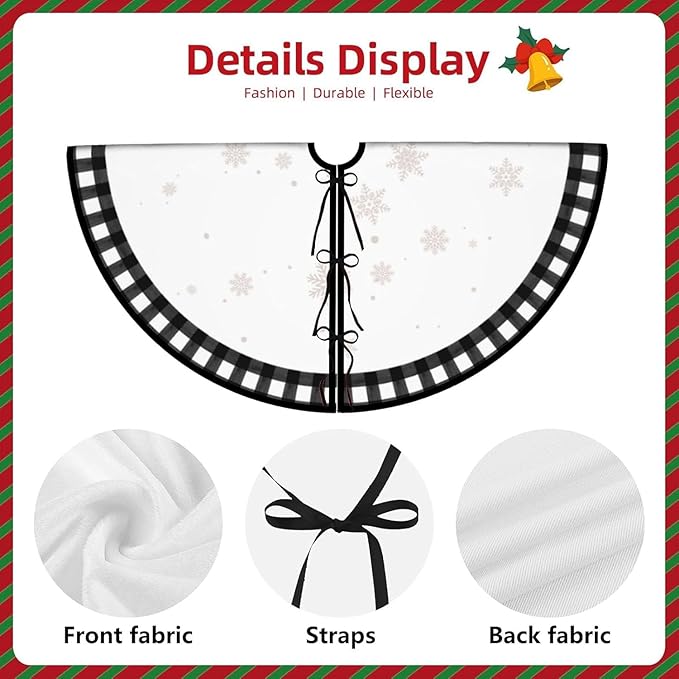 Christmas Tree Skirt 36 Inch Snowman Xmas Tree Skirts with Edge Rustic Vintage Farmhouse Christmas Decoration Ornaments for Merry Christmas Holiday Party Indoor Outdoor (Tree, 36inch)