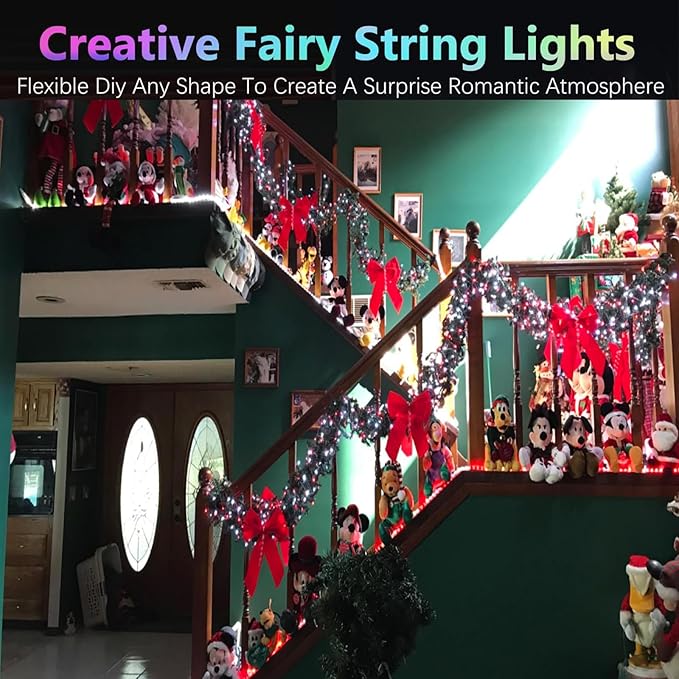 Red and White Bttery Operated Christmas Lights,4 Pack Fairy Lights Battery Operated with Timer,Christmas Tree Lights for Outdoor/Indoor Waterproof,Twinkle Lights for Bedroom Home Christmas Decorations