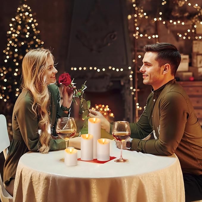 Outdoor Flameless Candles with Remote Timer - Waterproof Realistic Flickering LED Pillar Electric Battery Operated Fake Candle for Holiday Home Wedding Fireplace Decor - Ivory White 3 Pack (4”6”8”)