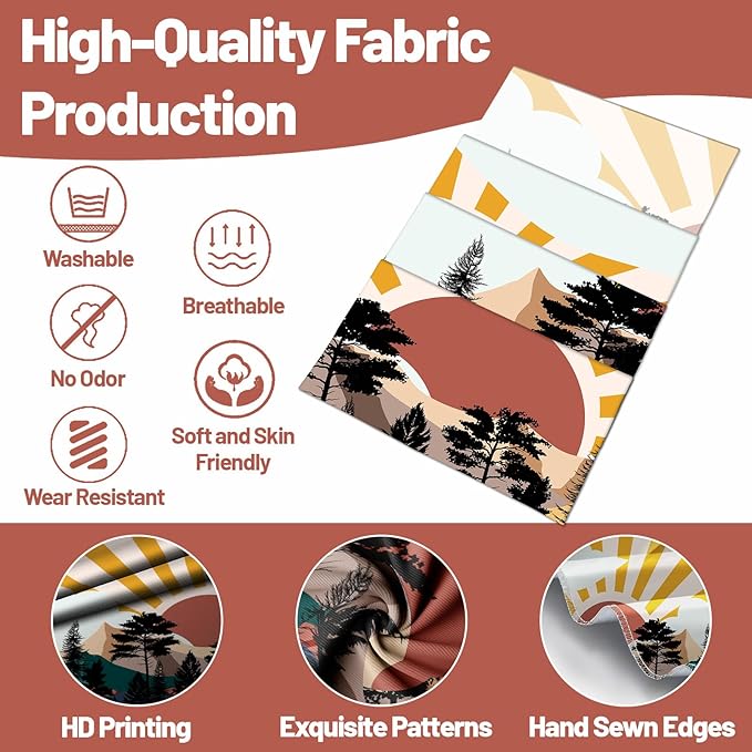 dueeia Boho Sun Tapestry Wall Hanging Abstract Mountain Tree Forest Sunset Sunrise Wall Tapestries for Mens Bedroom Living Room Wall Decor (90.6"x70.9")