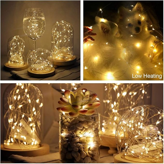 6 Pack Fairy Lights Battery Operated String Lights 7ft 20 LED Mini Twinkle Lights Silver Wire Lights for DIY Crafts Mason Jars Centerpiece Table Wedding Party Christmas Decor, Warm White & Cool White
