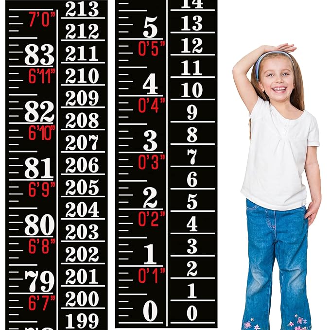 Tatuo Growth Chart Wall Labels Height Indicator Tape Ruler Growth Chart Decor Height Indicator Adhesive Ruler for Home Room Measuring (Black)