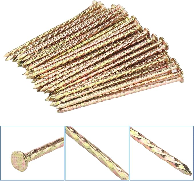 80 PCS 6 Inch Spiral Metal Galvanized Landscape Spikes, Galvanized Non-Rust Metal Garden Stakes, Garden Nails for Artificial Turf, Weed Barrier, Tent, Carpentry and More, by GENHAKON.