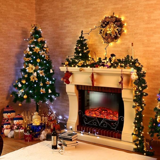 Brizled Christmas Lights, 33ft 100 LED End to End Connectable Mini Christmas String Lights, 120V UL Certified Cool White Xmas Tree Light Indoor Outdoor Mini Light Set for Xmas Tree Party Wedding Decor