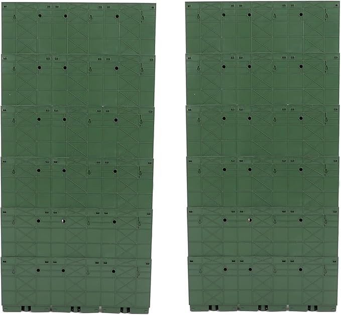 12Pieces 3-Pot Wall Planter Vertical Garden Plant Walls Wall Mounted Vertical Planter with Water-Storage Layer Stackable Wall-Mounted Flower Pot for Gardens, Balconies 180.78lbs Total Capacity (Green)