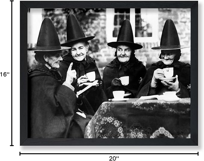 Poster Master Vintage Witches Tea Party Poster - Retro Witchcraft Print - Halloween Art - Gift for Men & Women - Funny Gothic Decor for Living Room, Bedroom, Kitchen or Dorm - 16x20 UNFRAMED Wall Art