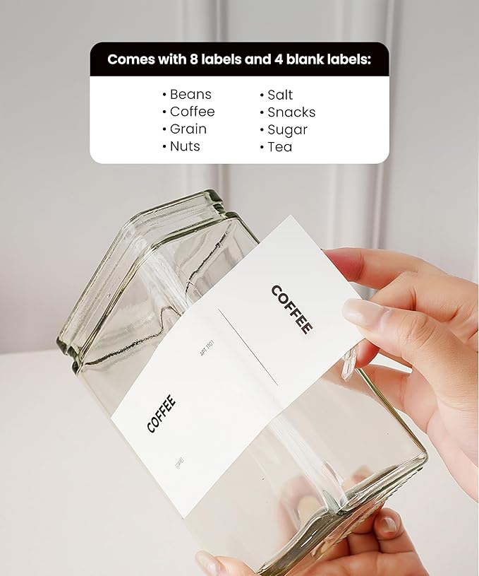 27 oz Glass Storage Jars with Bamboo Lid, set of 6, glass canisters with airtight lids, Clear jars with lids for Cookie, Candy, Tea, Coffee Bean and Rice (White)