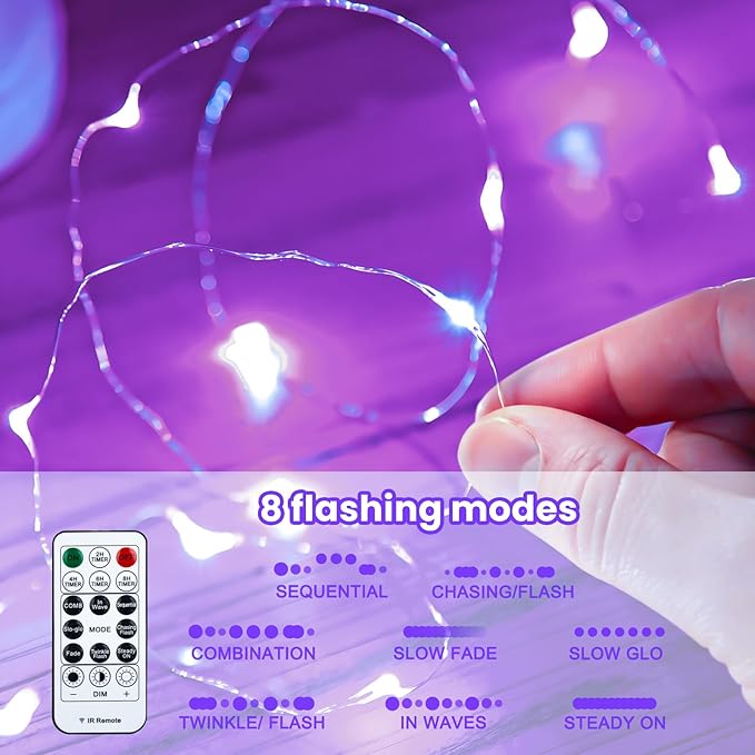 HXWEIYE 300LED Purple Fairy Curtain Hanging Lights with Remote 8 Modes Timer for Bedroom, 9.8x9.8Ft USB Plug in Christmas Fairy String Lights for Outdoor, Weddings, Party, Garden, Wall, Decorations