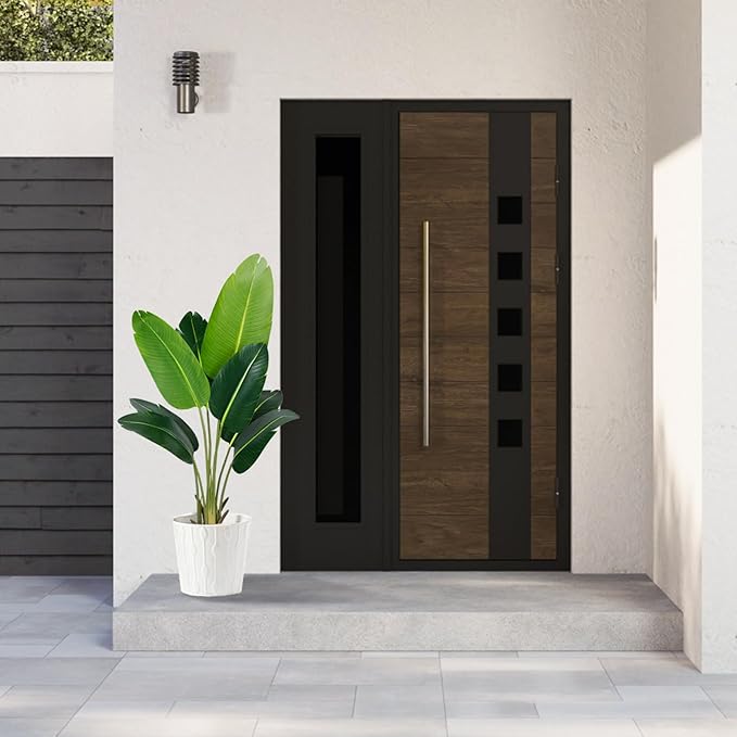 Artificial Bird of Paradise Plant 4Ft Fake Tropical Palm Tree with 8Trunks Faux Banana Leaf Trees in Pot for Home Indoor Outdoor Office Modern Decor Housewarming Gift（1Pcs）