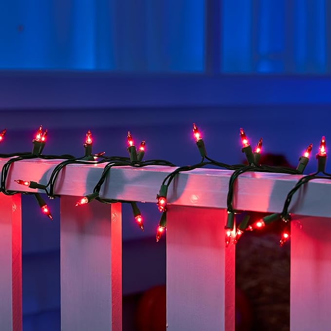 Joiedomi Red Christmas Lights Outdoor,42.8FT Christmas Tree Lights Outside,200(2x100) Count String Lights,Green Wire Xmas Lights for Decorations Indoor Holiday Theme Party Yard House