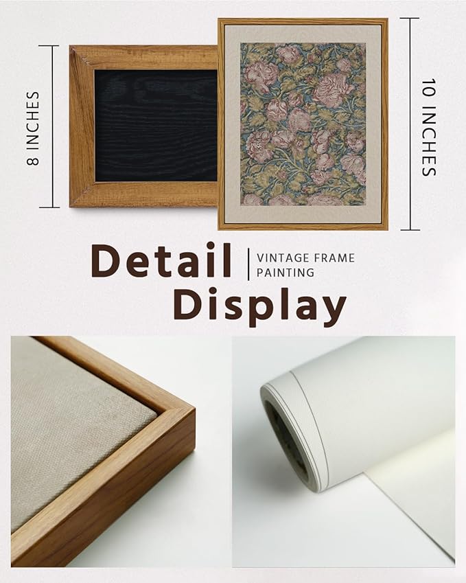 VIYYIEA Framed Canvas Wall Art Home Decor Classical Flower Oil Paintings for Wall Decorations Botanical Canvas Wall Art Vintage Farmhouse Decor for Bedroom Living Room Bathroom Decor 8x10in