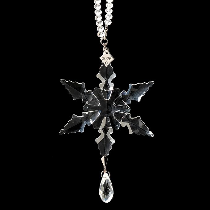 2025Annual Christmas Ornaments Crystal Snowflake Star - Christmas Tree Ornaments Pendant Sun Catcher Home Hanging Decor (2025 White Crystal 2 Layers)