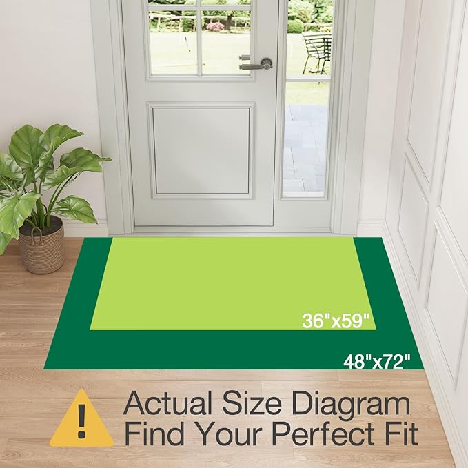 LUMI Ultra Thin Door Mat for Entryway,48"x72" Low Profile Non Slip Rubber Backing Indoor Doormat, Easy Clean Welcome Entrance Mat for Inside House, Patio, Brown