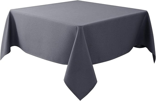 Biscaynebay Textured Fabric Square Tablecloths 60x60 Inch, Dark Grey Water Resistant Table Cloth Small Card Folding Table Covers Linen for Dining, Kitchen, Wedding and Parties etc. Machine Washable