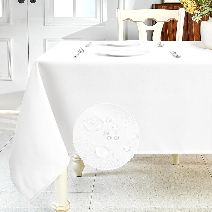 IVAPUPU Textured Linen Table Cloth for Rectangle Table - Waterproof Fabric Tablecloth Rectangular Wrinkle Free Wipeable Dining Cover for Wedding/Birthday/Party Decor, 52 x 70 Inch