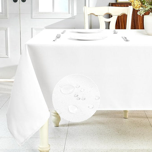 IVAPUPU Textured Linen Table Cloth for Rectangle Table - Waterproof Fabric Tablecloth Rectangular Wrinkle Free Wipeable Dining Cover for Wedding/Birthday/Party Decor, 60 x 120 Inch