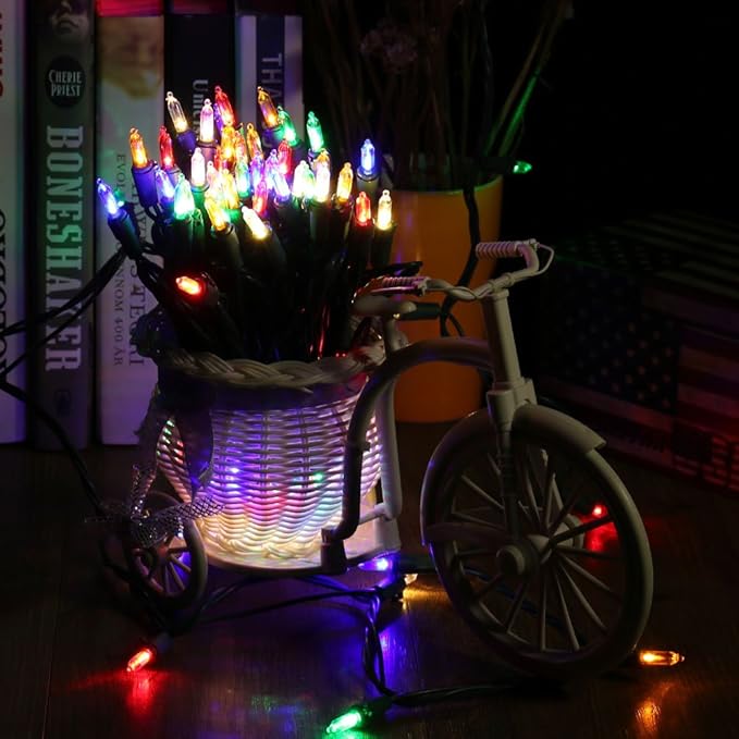 Brizled Christmas Lights Multicolor, 2 Pack 33ft 100 LED Christmas Tree Lights, 120V UL Certified Connectable Xmas String Light Indoor Outdoor Mini Light Set for Xmas Tree Party Garden Porch Decor